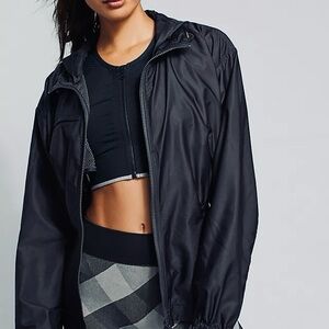 ADIDAS Lightweight Mesh Lined Asymmetrical  Zip Front Black Jacket Size …